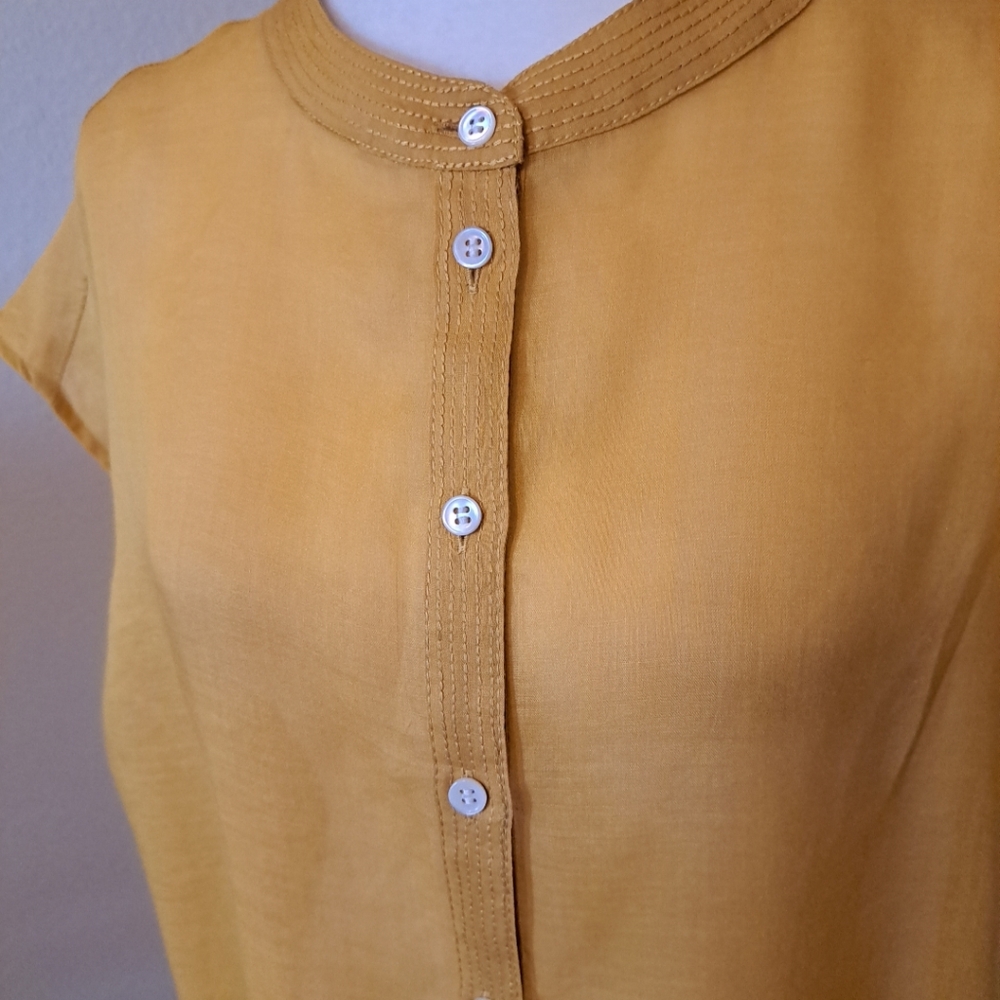 Banana Republic Oversized Ramie Shirt Mustard Size L Tall Excellent Condition - Picture 3 of 7